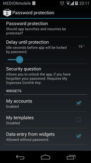 Password settings Password settings