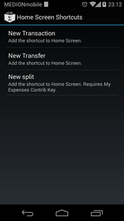 Shortcut settings Shortcut settings